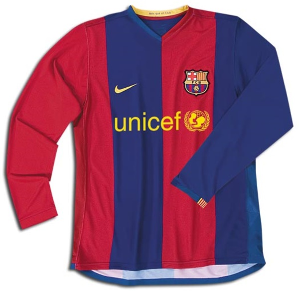 Camiseta de FC Barcelona local azul y rojo de 2006-2007, manga larga