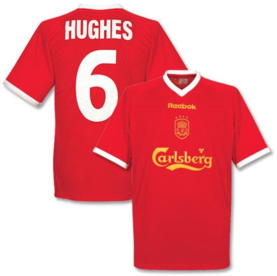 Camiseta de Liverpool local rojo y blanco de 2001-2002, Hughes