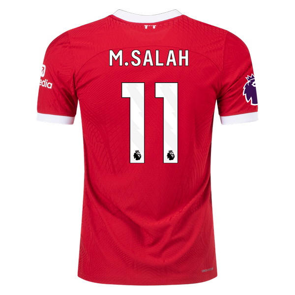 Camiseta de Liverpool local rojo y blanco de 2023-2024, Mohamed Salah, vista espalda