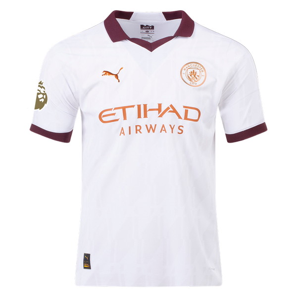 Camiseta de Manchester City visitante blanco y borravino de 2023-2024