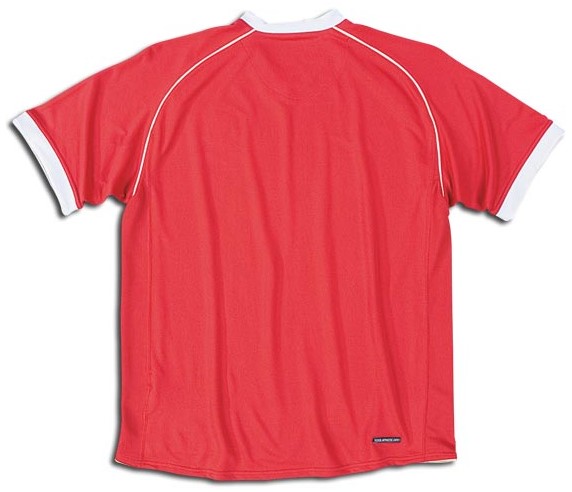 Camiseta de Manchester United local rojo y blanco de 2006-2007, vista espalda