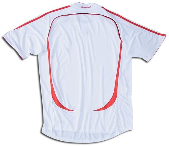 Camiseta de Milan visitante blanco, rojo y negro de 2006-2007, vista espalda