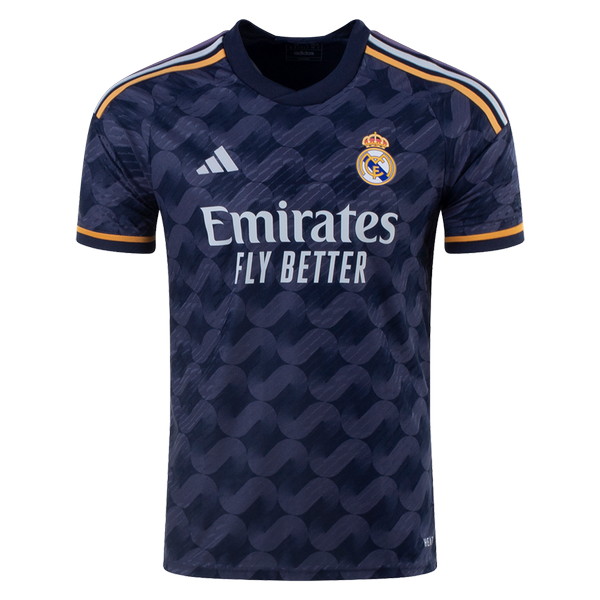 Camiseta de Real Madrid CF visitante azul marino, oro, violeta y gris de 2023-2024